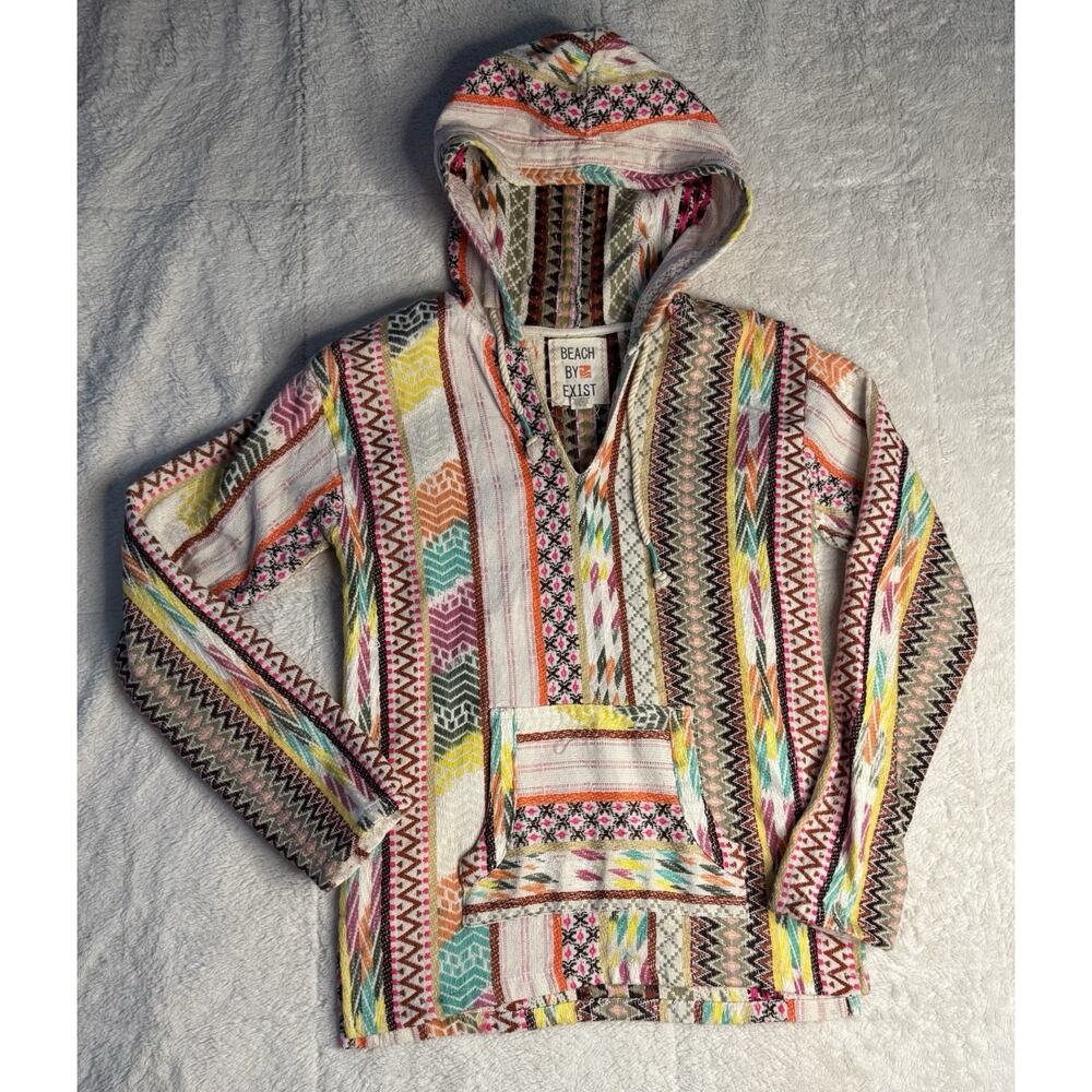 Beach by Exist Baja Long Sleeve Pullover Hoodie Women's Size Medium Multicolor